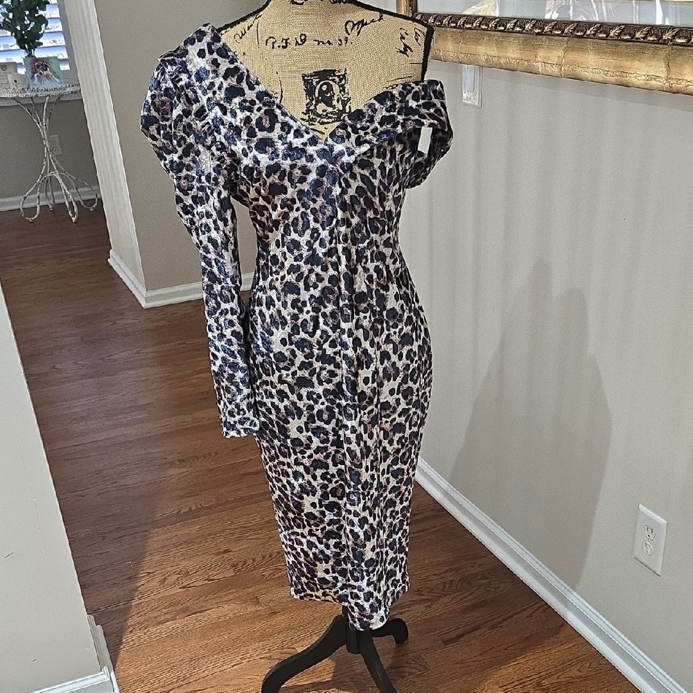 Lavish Alice Leopard Print Midi Dress